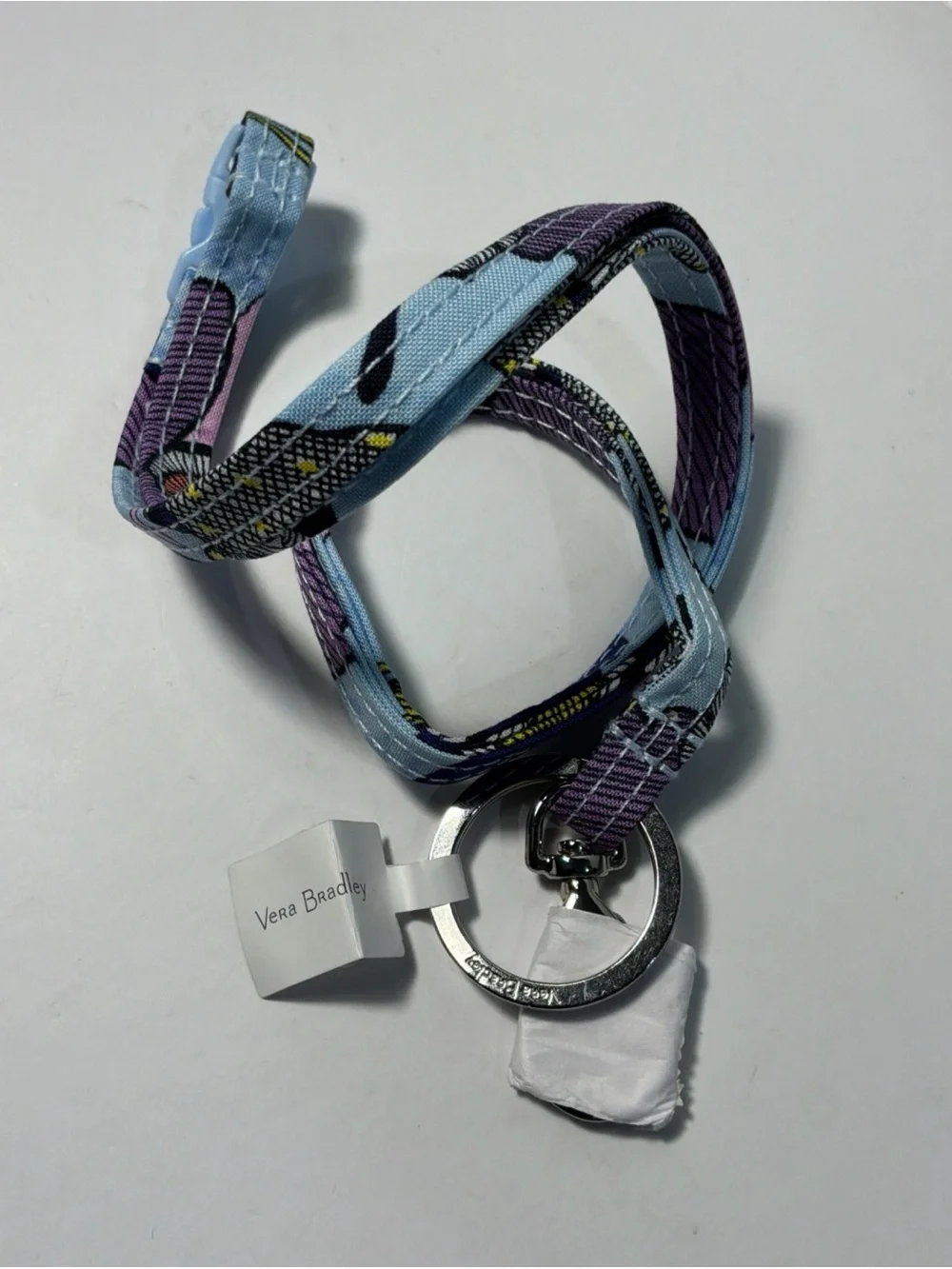 NWT Vera Bradley Breakaway Lanyard in Blue Butterfly Ring and Lobster Clip